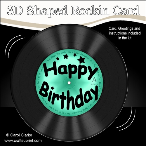 3D Shaped Rocking Card Kit - On the Record - Happy Birthday