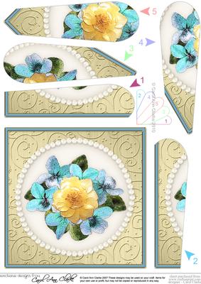 Flowers and Pearls Quick Card with Fan Pyramage Topper