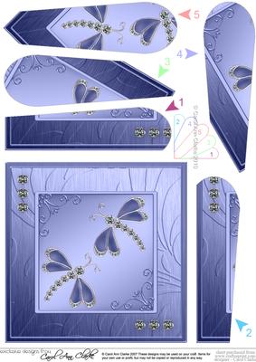 Diamante Dragonflies Quick Card with Fan Pyramage Topper