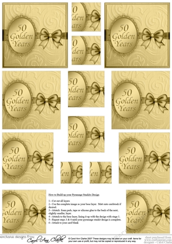 50 Golden Years - Elegant Metallic Greeting - Pyramage sheet