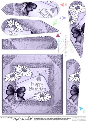 Daisies on Metallic Lace Quick Card with Fan Pyramage Topper