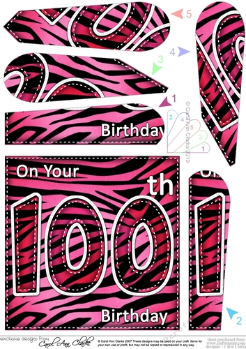 Fun Zebra Striped 1000th Birthday Fan Pyramage Topper