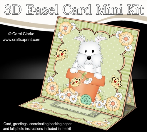 3D Easel Card Mini Kit - Flowerpot Friends - Little Westie Dog