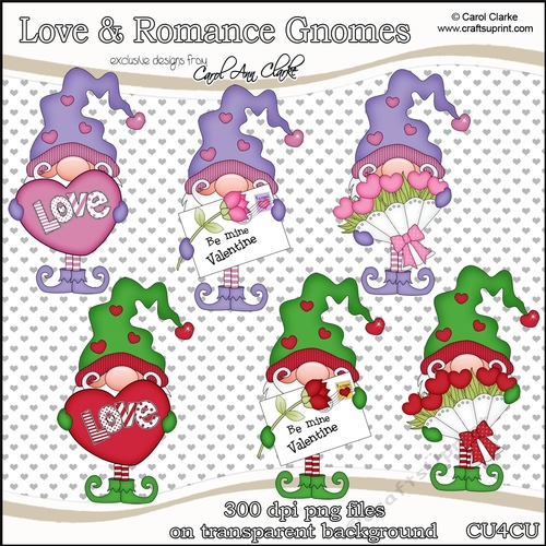 Romantic Gnomes - CU4CU Digital Clip Art Set