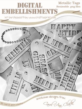 Metallic Christmas Tags Digital Embellishments