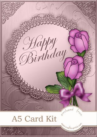 A5 Roses and Metallic Lace Kit with 3D Decoupage