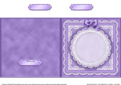 Square Pearls, Lace and Ribbon Plain Card Base Portrait Form