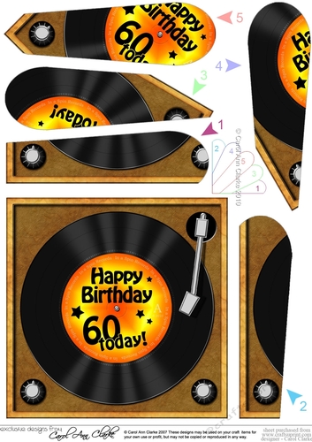  Happy Birthday 60 Today! Vinyl Record - Fan Pyramage Topper