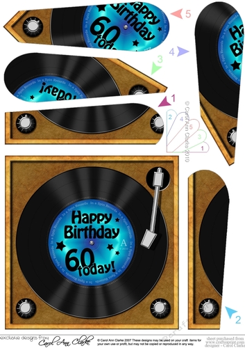  Happy Birthday 60 Today! Vinyl Record - Fan Pyramage Topper