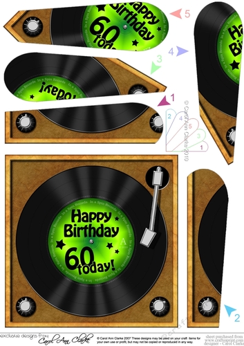  Happy Birthday 60 Today! Vinyl Record - Fan Pyramage Topper