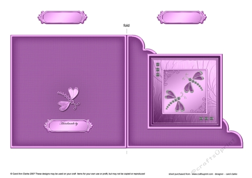 Diamante Dragonflies - Quick Cut and Fold Corner Card  