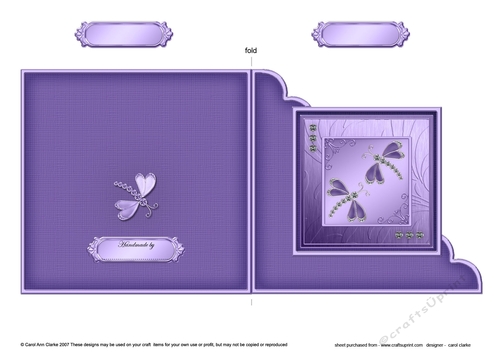 Diamante Dragonflies - Quick Cut and Fold Corner Card  