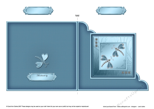 Diamante Dragonflies - Quick Cut and Fold Corner Card  