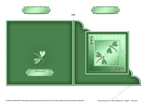 Diamante Dragonflies - Quick Cut and Fold Corner Card  