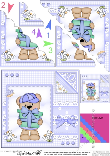 Cute Little Austin Bear - Scalloped Corner Stacker