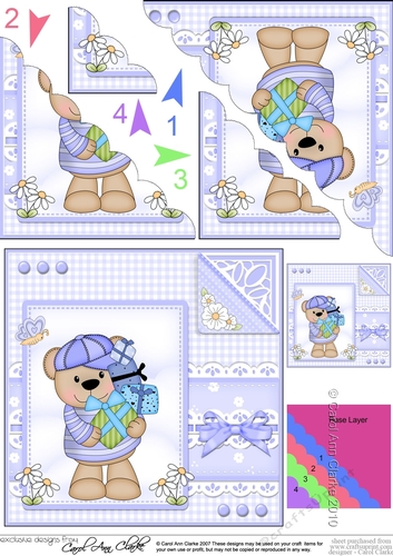Cute Little Austin Bear - Scalloped Corner Stacker