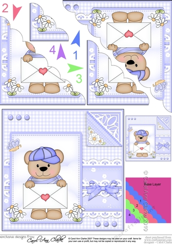 Cute Little Austin Bear - Scalloped Corner Stacker