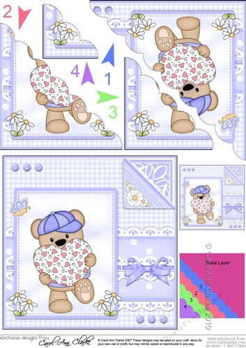 Cute Little Austin Bear - Scalloped Corner Stacker