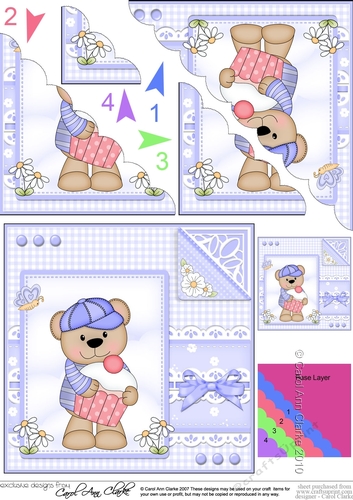 Cute Little Austin Bear - Scalloped Corner Stacker