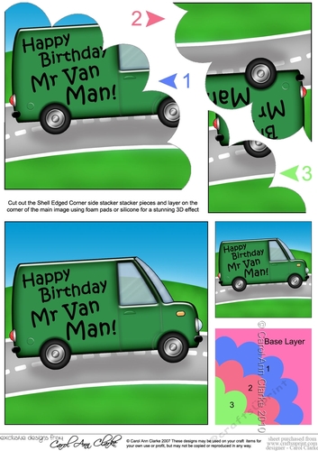 Happy Birthday Mr Van Man - Shell Edged Corner side stacker
