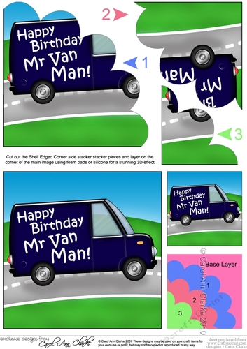 Happy Birthday Mr Van Man - Shell Edged Corner side stacker