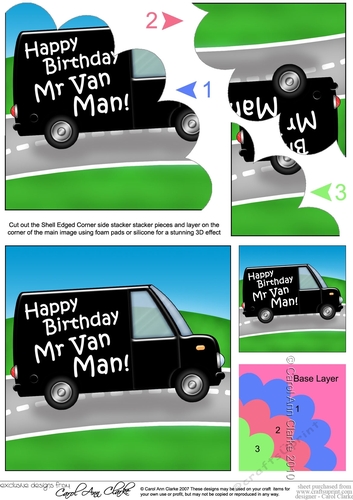 Happy Birthday Mr Van Man - Shell Edged Corner side stacker