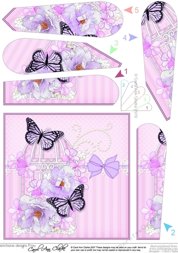 Pretty Flowers & Butterfly Birdcage Fan Pyramage Topper