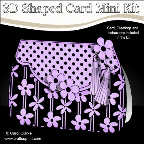 3D Shaped Card  Kit - Pretty Daisy & Dots Fold Over Clutch Bag