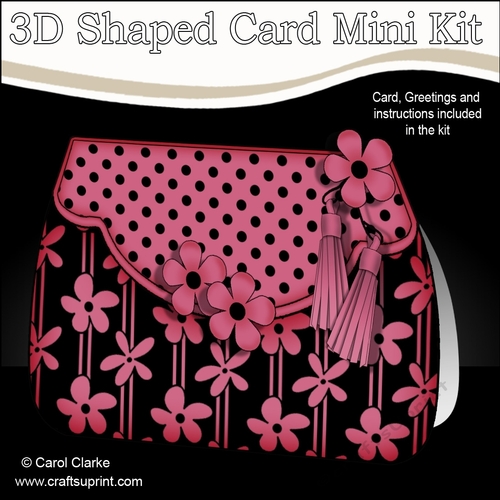 3D Shaped Card  Kit - Pretty Daisy & Dots Fold Over Clutch Bag