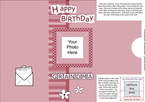 Add a Photo Happy Birthday GRANDMA with easy fold frame