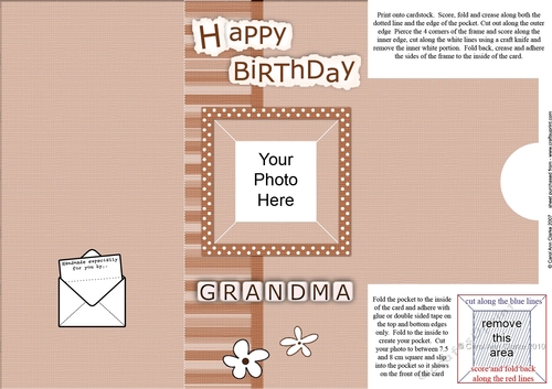 Add a Photo Happy Birthday GRANDMA with easy fold frame