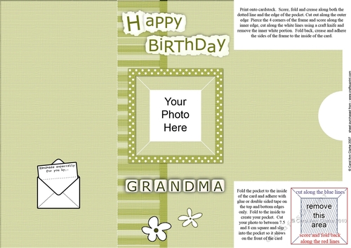 Add a Photo Happy Birthday GRANDMA with easy fold frame