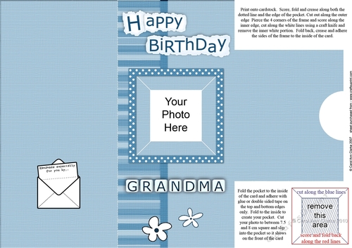 Add a Photo Happy Birthday GRANDMA with easy fold frame
