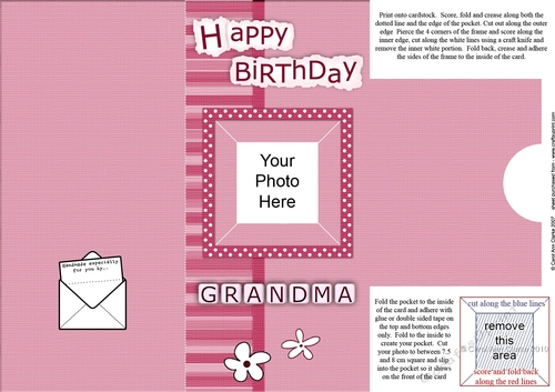 Add a Photo Happy Birthday GRANDMA with easy fold frame