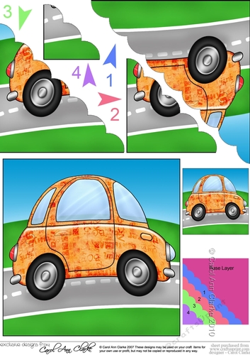 Funky Graffiti Car - Scallop Corner Stacker