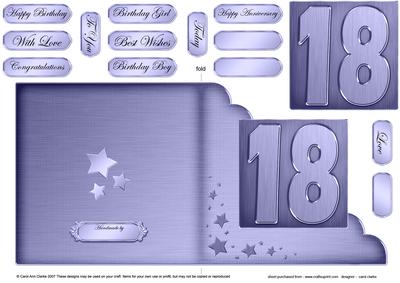 18th Metallic Age Cut and Fold Corner Card