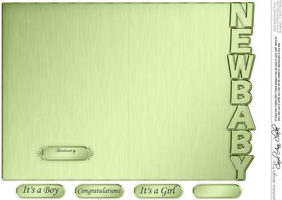 5 x 7 Elegant Metallic New Baby Shaped Card
