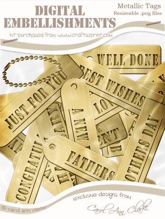 Metallic Everyday Tags Digital Embellishments