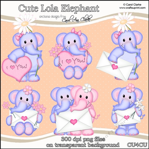 Cute Lola Elephant - CU4CU Digital Clip Art Set
