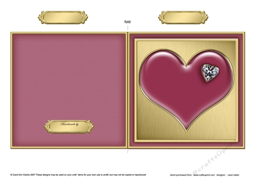 Romantic Enamel Heart - Cut and Fold Card 