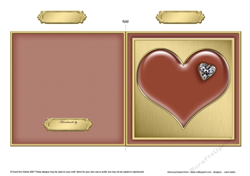 Romantic Enamel Heart - Cut and Fold Card 