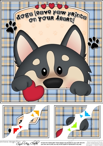 8 x 8 Scalloped Corner Topper - Dogs Leave Paw Prints - Husky Dog
