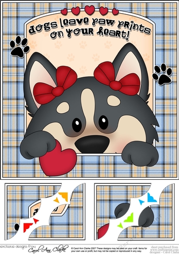 8 x 8 Scalloped Corner Topper - Dogs Leave Paw Prints - Husky Dog