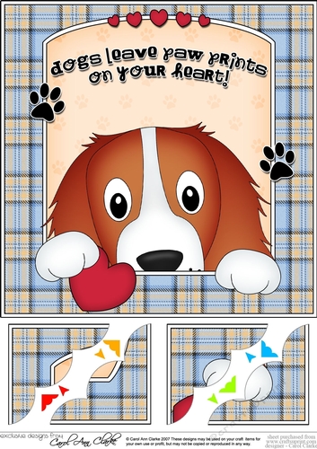 8 x 8 Scalloped Corner Topper - Dogs Leave Paw Prints - Springer Spaniel