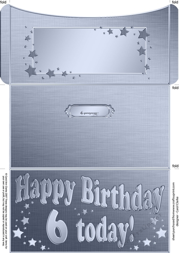 6th Birthday Metallic Age Money or Gift Wallet Card