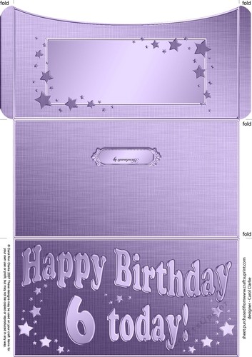 6th Birthday Metallic Age Money or Gift Wallet Card