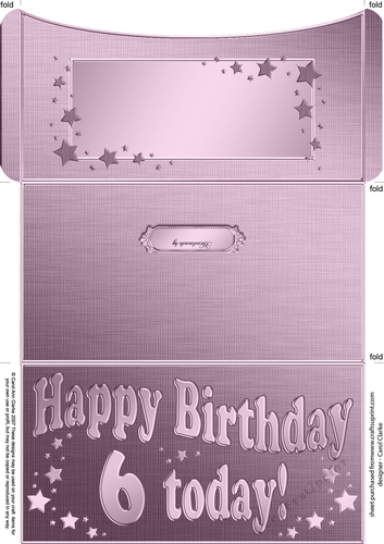 6th Birthday Metallic Age Money or Gift Wallet Card