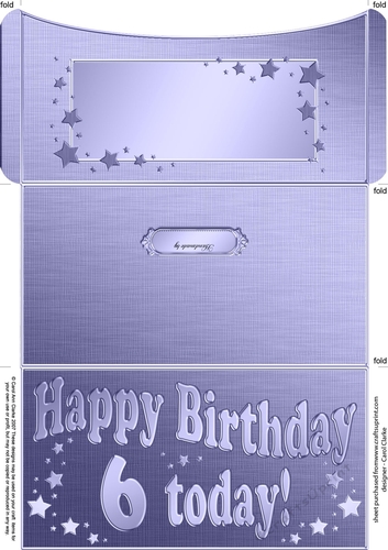 6th Birthday Metallic Age Money or Gift Wallet Card