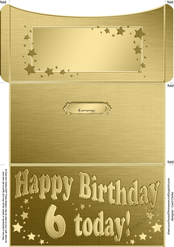 6th Birthday Metallic Age Money or Gift Wallet Card