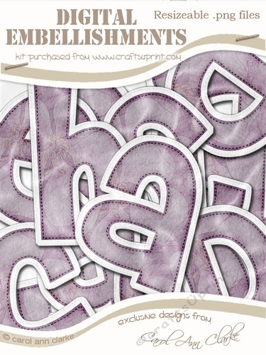 Large Blossoms Felties Lowercase Alpha Digital Embellishment